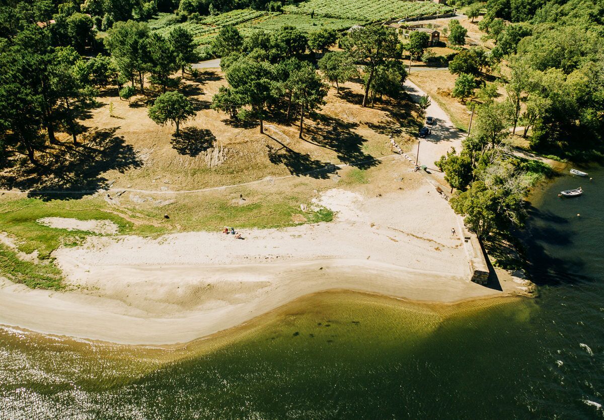 On the beach, sun loungers, beach towels