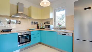 Fridge, microwave, stovetop, dishwasher