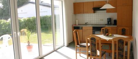 Fridge, oven, dishwasher, high chair