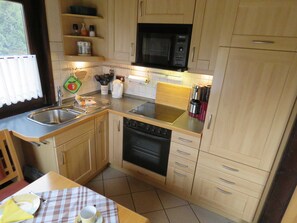 Fridge, microwave, oven
