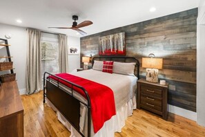 2 bedrooms, premium bedding, iron/ironing board, travel cot