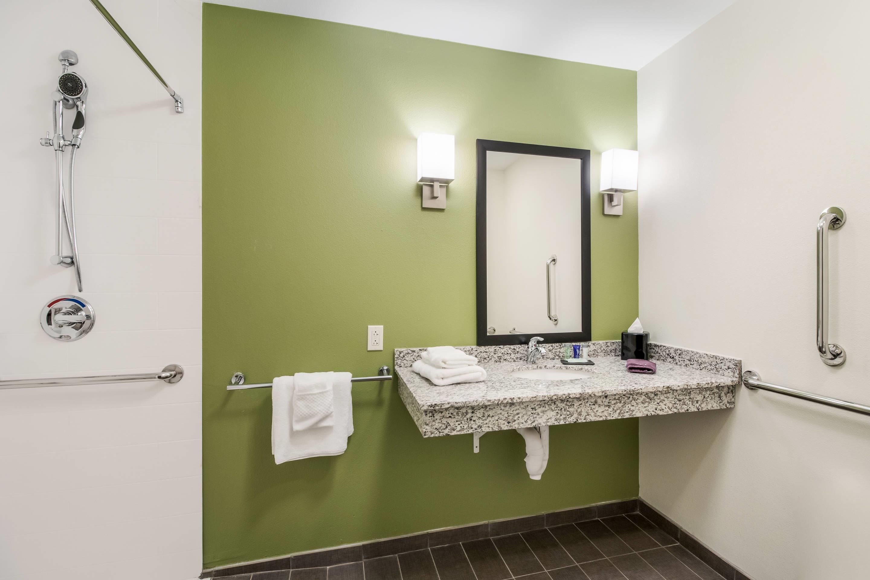 1 bedroom, desk, laptop workspace, blackout curtains