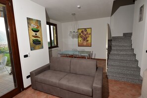 TV, fireplace, books