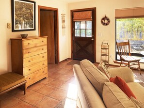 Smart TV, DVD player, books, video library