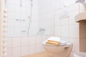 Douche, sèche-cheveux, serviettes fournies, papier toilette