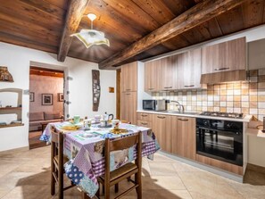 Fridge, microwave, oven, high chair