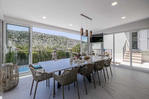 Dining - SPECIAL OFFER! Luxury and modern Villa with a private Pool, sauna, near Split (Srinjine)