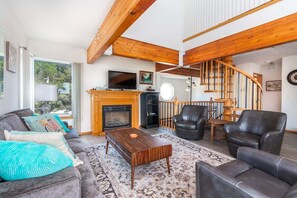 智能电视、壁炉、书