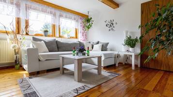 Tv, dvd-afspiller, bøger, stereoanlæg