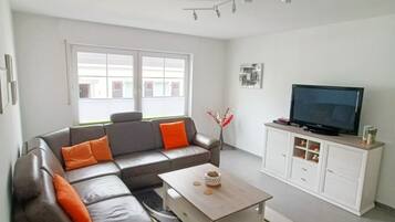 Fernseher, DVD-Player, Bücher, Videothek