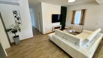 Smart TV, chimenea y videojuegos