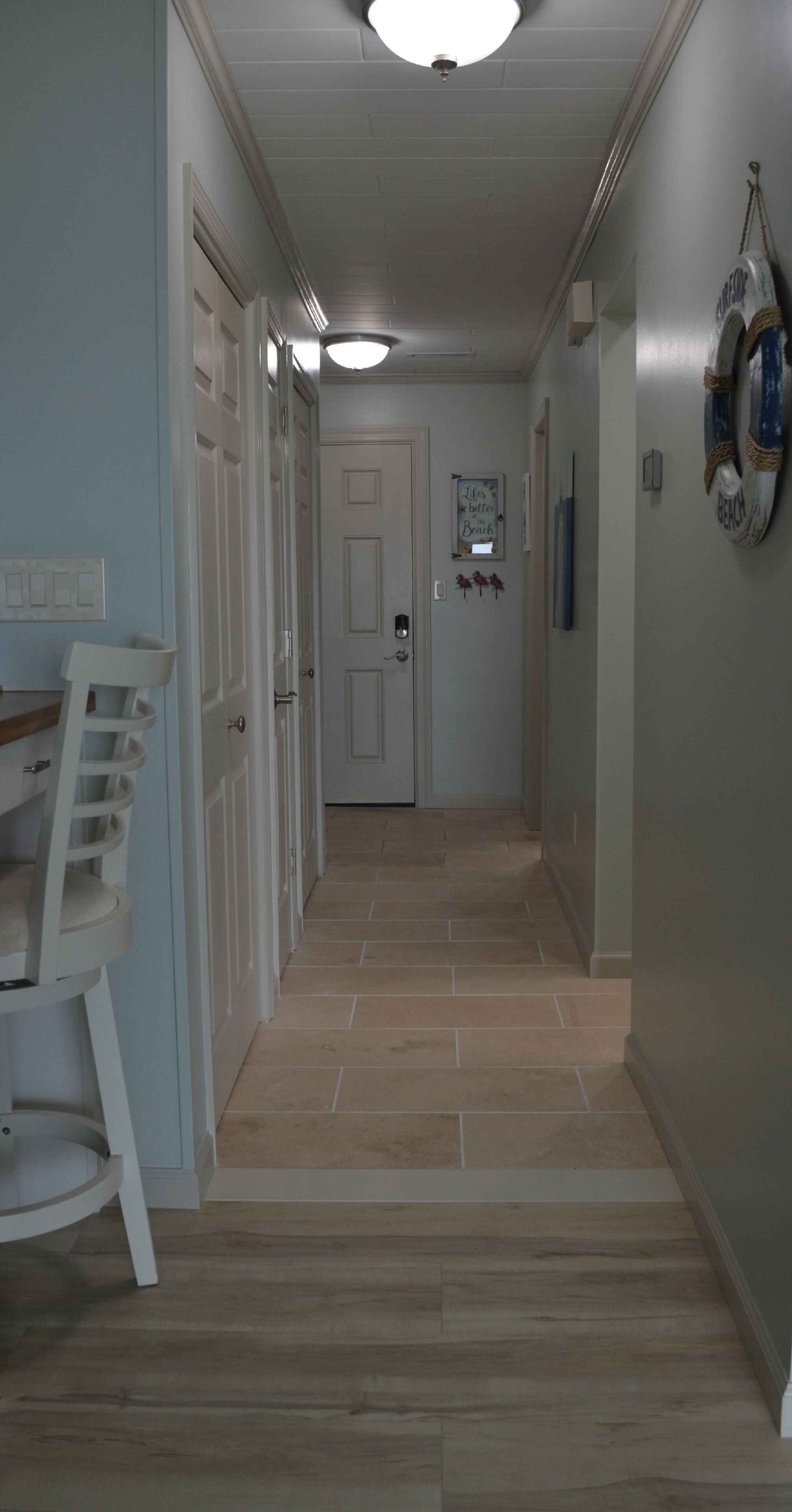 Hallway with two closets for our guests