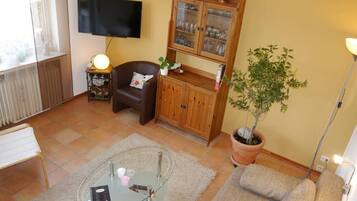 Fernseher, Bücher, Musikbibliothek