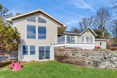 Waterfront home with furnished deck, ocean views, & full kitchen