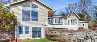 Waterfront home with furnished deck, ocean views, & full kitchen