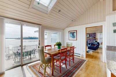 Waterfront home with furnished deck, ocean views, & full kitchen