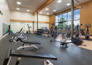 Stay fit and active in our well-equipped gym with treadmills, stationary bikes, and weight machines.