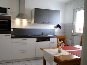 Fridge, microwave, oven, dishwasher