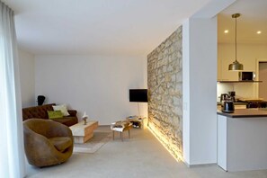 TV, fireplace