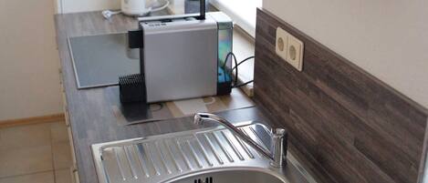 Fridge, microwave, dishwasher, electric kettle