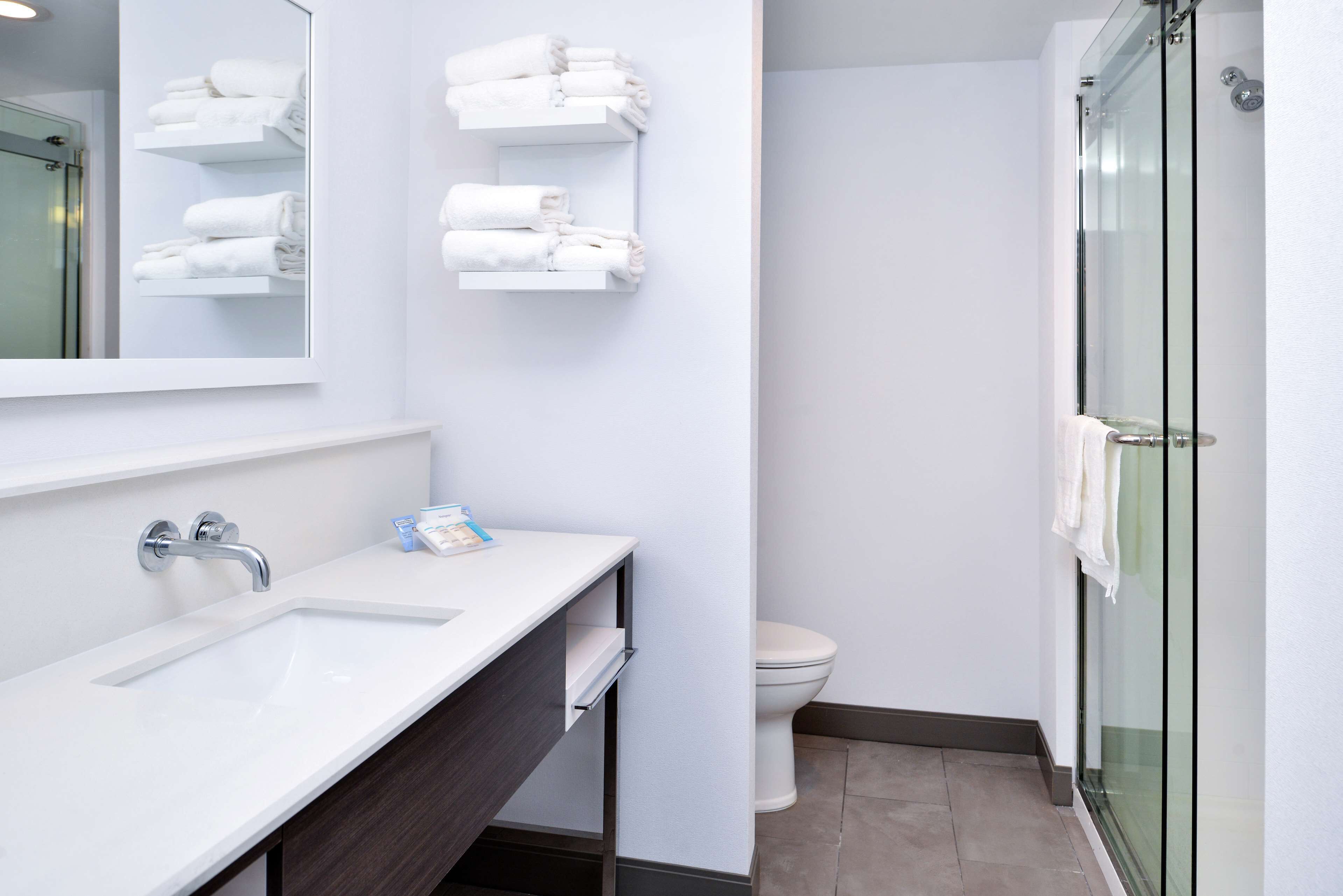 room, 1 king bed, microwave | bathroom shower