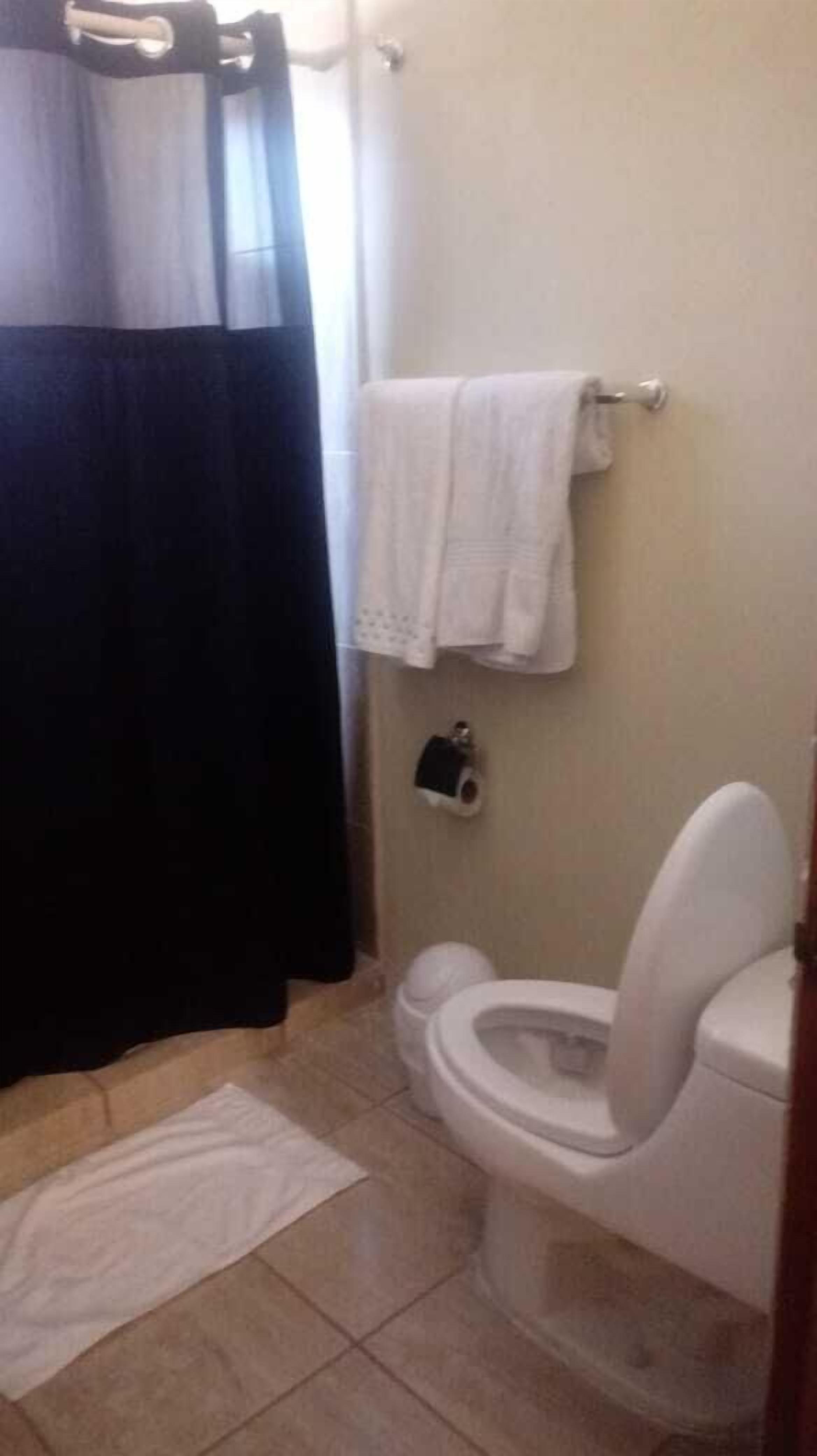 Shower, free toiletries, towels