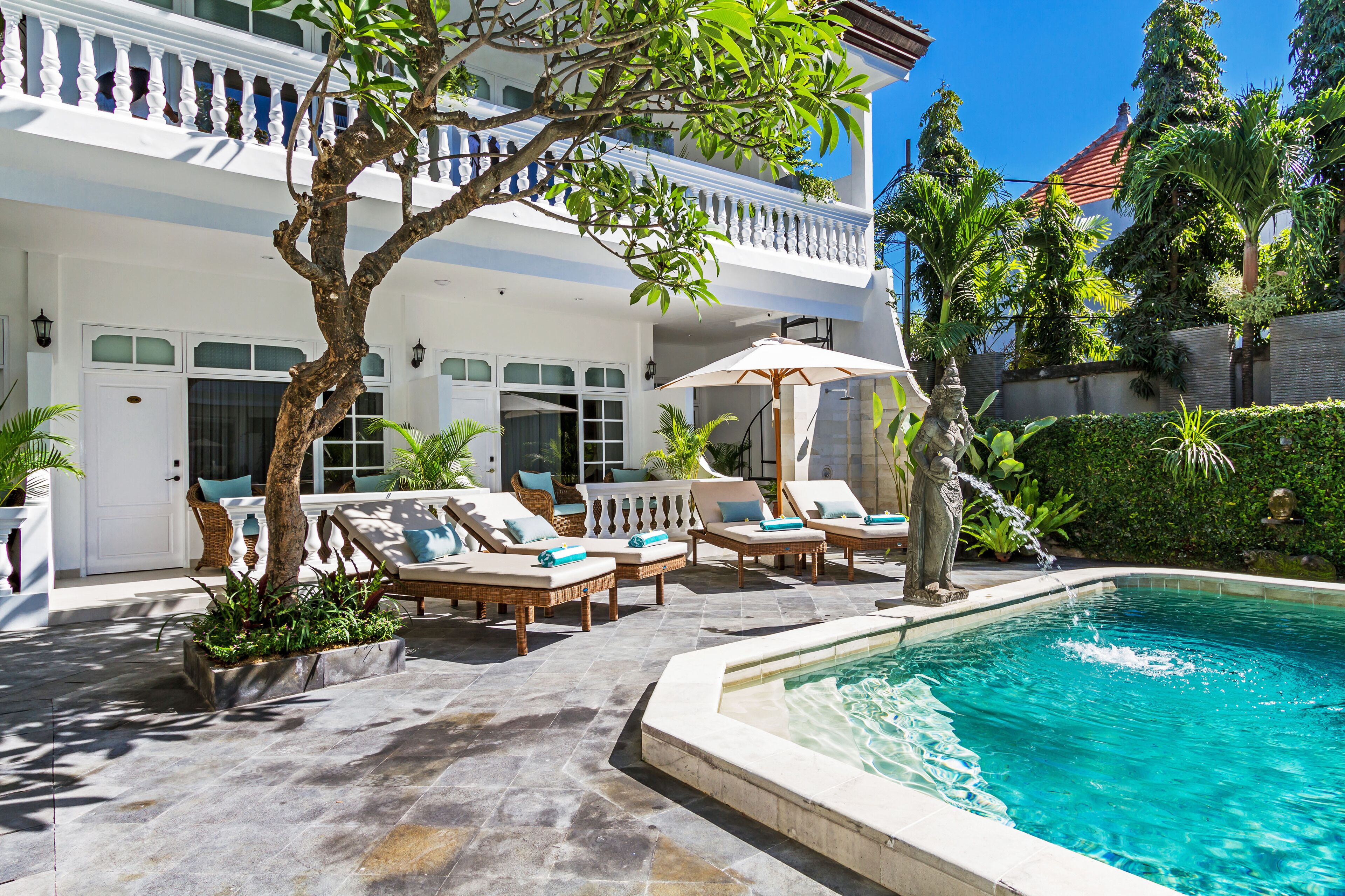 deluxe room, terrace, pool view | view from room