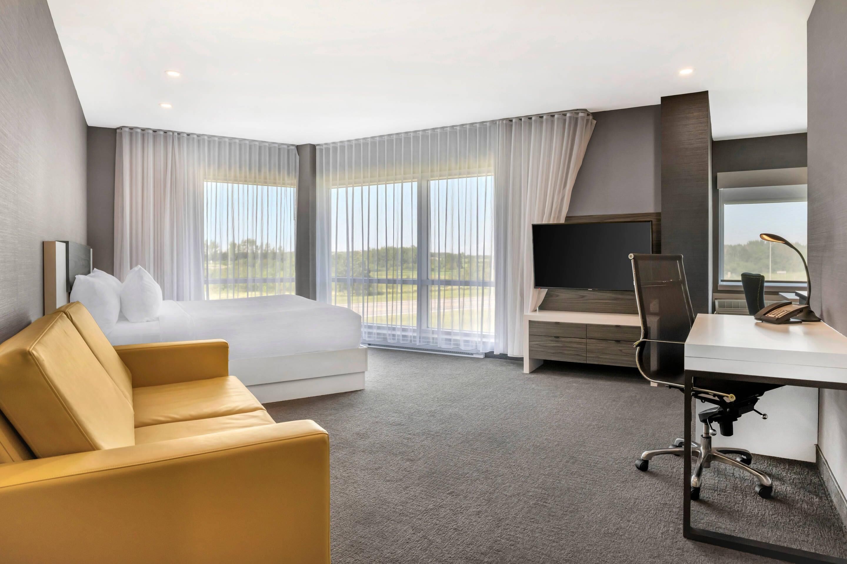 desk, laptop workspace, blackout curtains, soundproofing