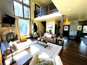 TV, fireplace - Gold Baron Lodge - Access to Pool! (Lead)