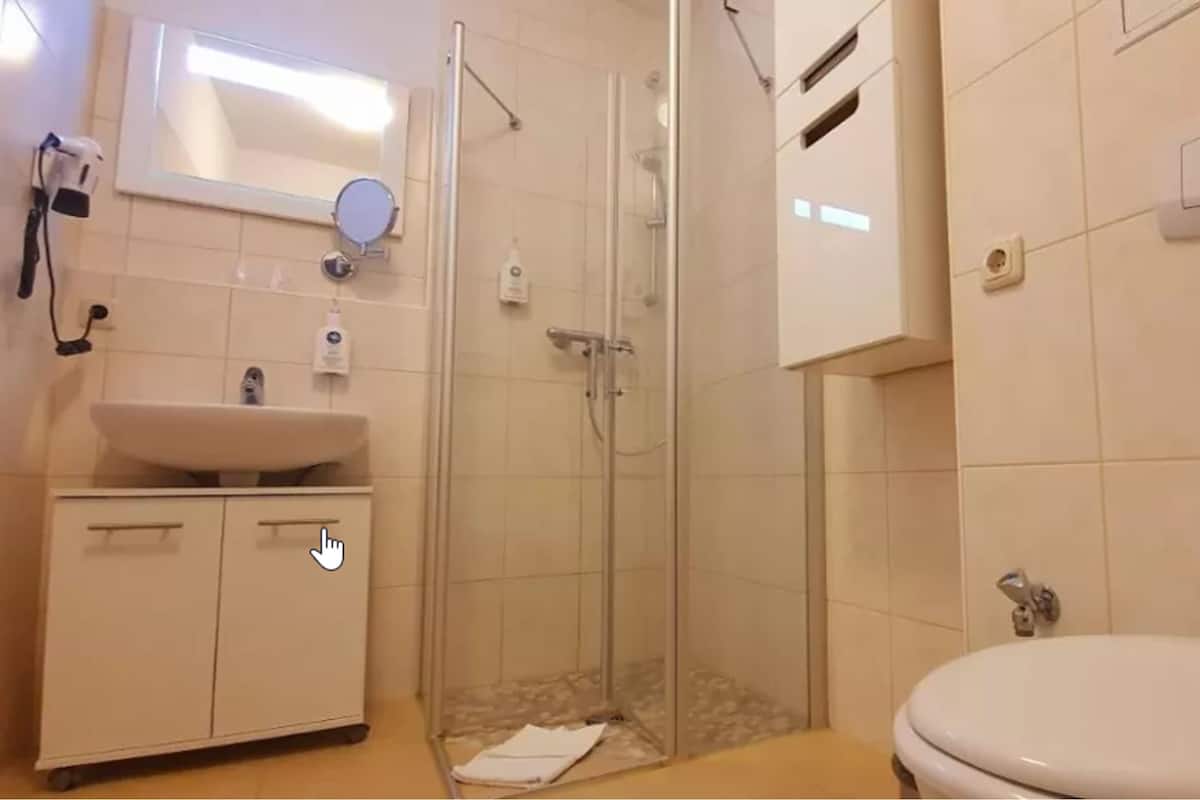 free toiletries, hair dryer, bathrobes, towels