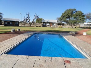 Outdoor pool, pool loungers