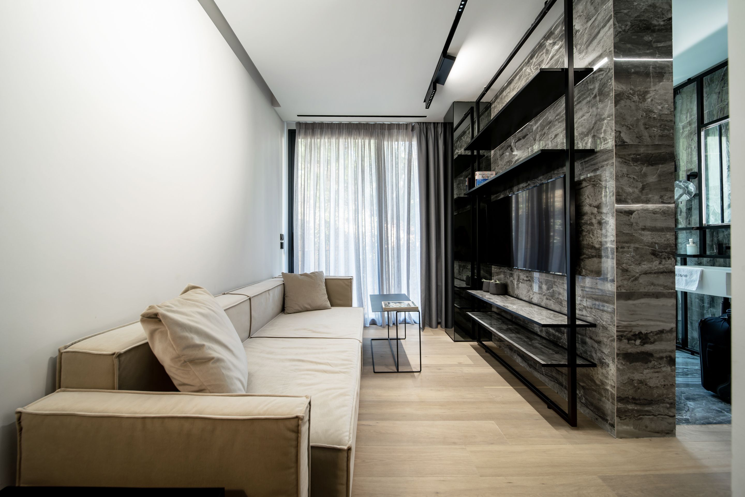 luxury suite, 1 bedroom, hill view (202) | living room | smart tv