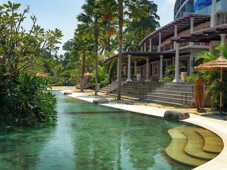 Outdoor pool, open 7:00 AM to 7:00 PM, pool loungers. Novus Jiva Villa Resort and Spa Anyer