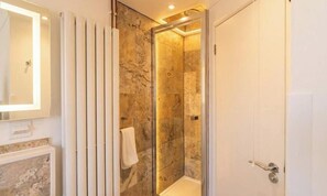 Combined shower/tub, hair dryer