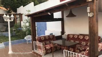Family Double or Twin Room, 1 Bedroom, Pool View | Terrace/patio