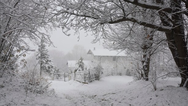 A snow-covered landscape with a house and trees. - Casa Omnia B&B (Castellamonte)