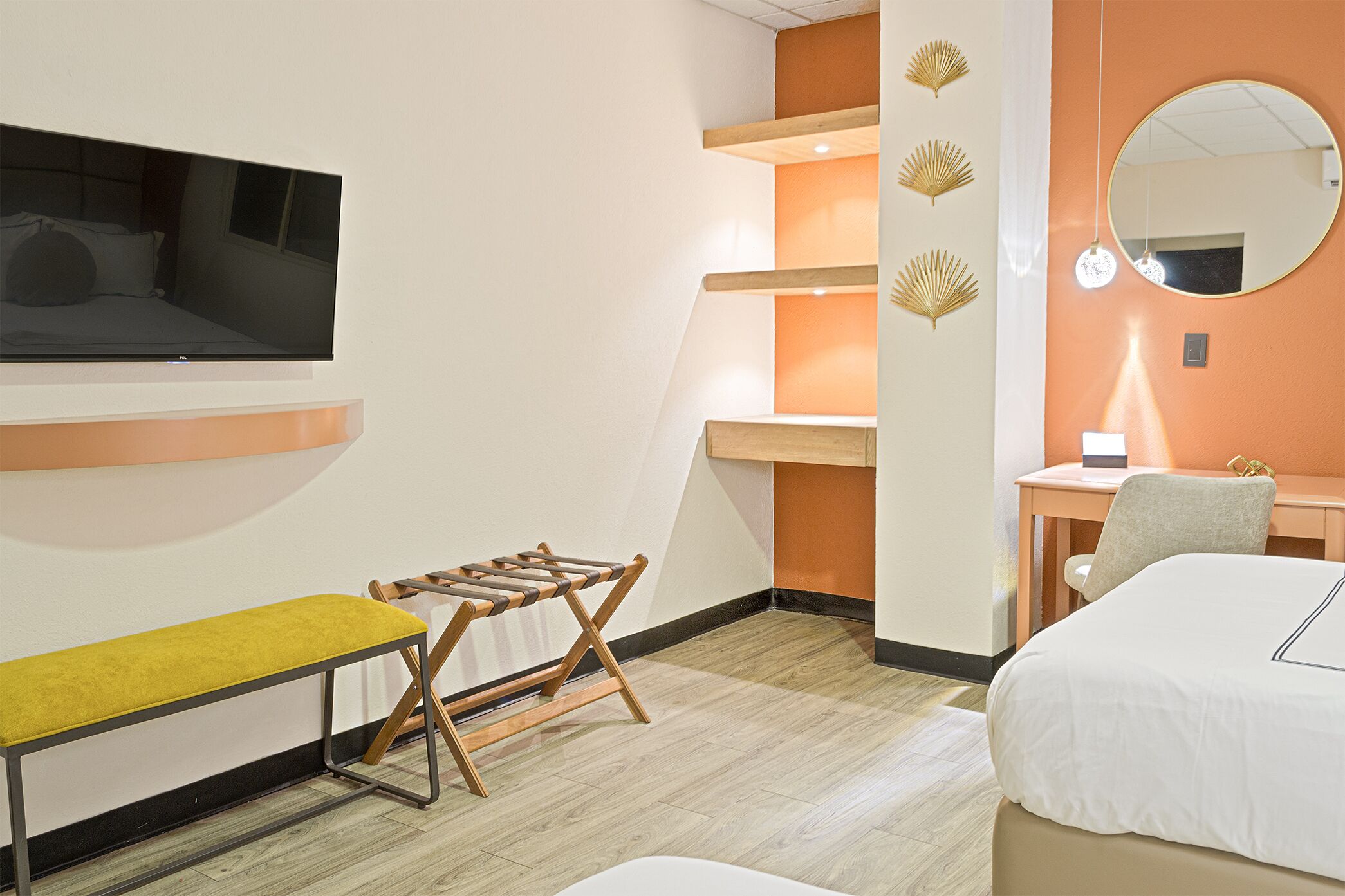 premium bedding, down duvets, select comfort beds, desk