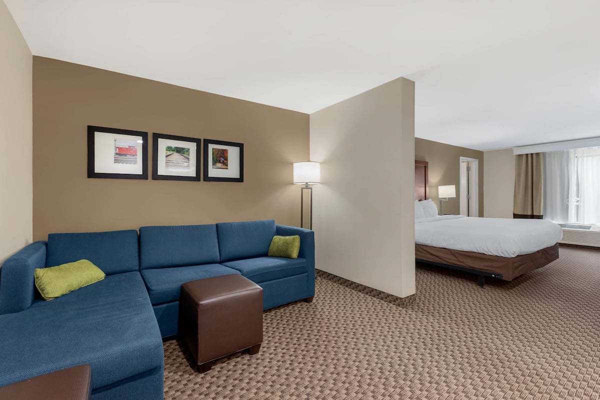 Suite, 1 King Bed with Sofa bed, Accessible, Non Smoking | Pillowtop beds, desk, blackout drapes, iron/ironing board