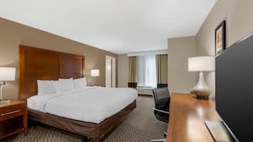 Pillowtop beds, desk, blackout drapes, iron/ironing board