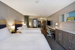 Studio, 2 Queen Beds, Non Smoking | Desk, laptop workspace, blackout drapes, iron/ironing board
