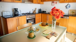 Coffee/tea maker, fridge, microwave, oven - Family 3 Bedroom, Sea View, Air Conditioner, Balcony & Rental Car (Ponta Delgada)