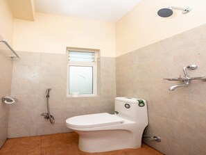 Shower, free toiletries, towels