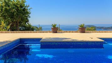 Outdoor pool, pool loungers