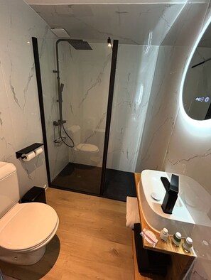 Shower, towels - Hôtel Les Paturelles  (Avesnelles)