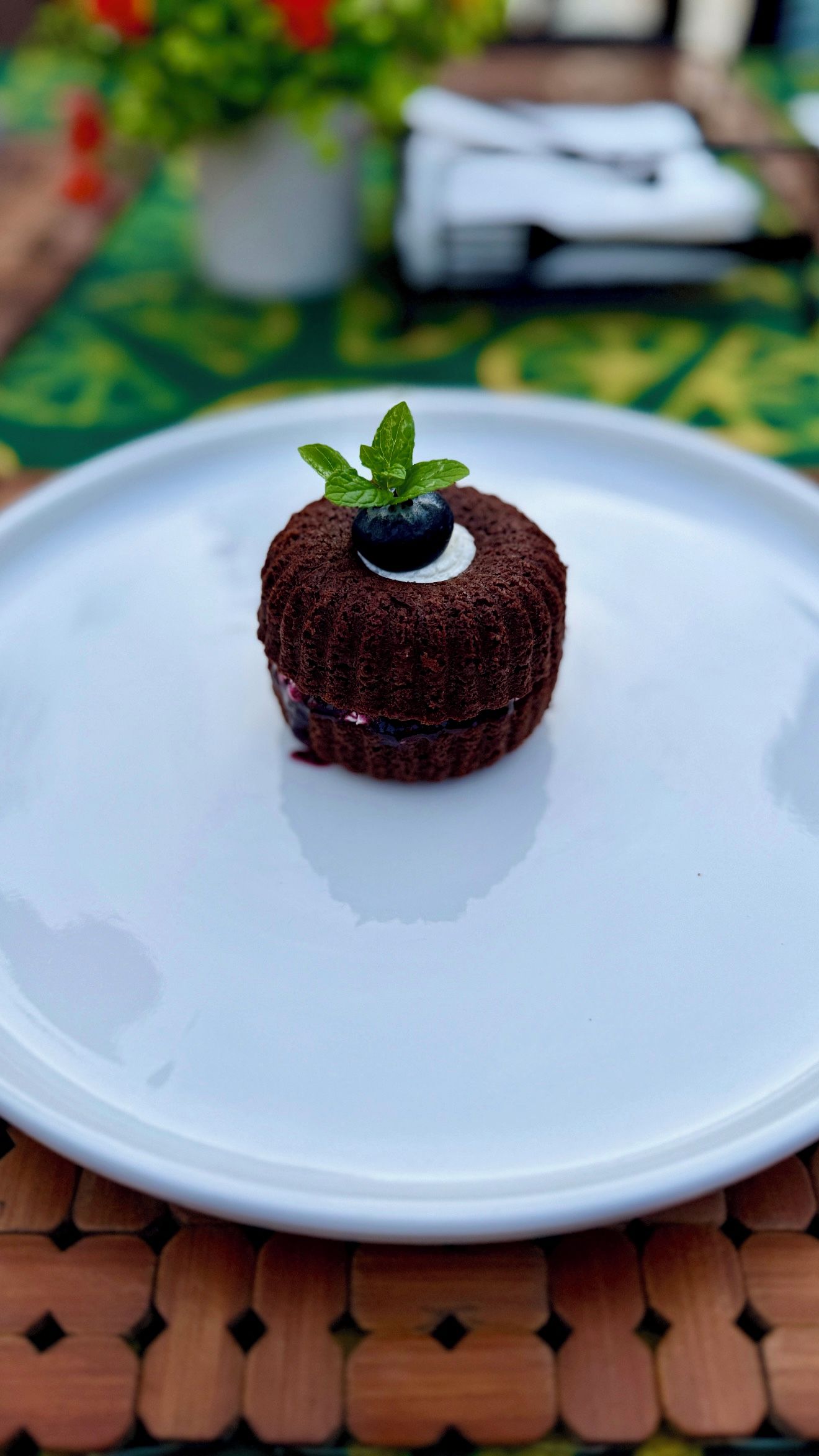 A dessert on a white plate.
