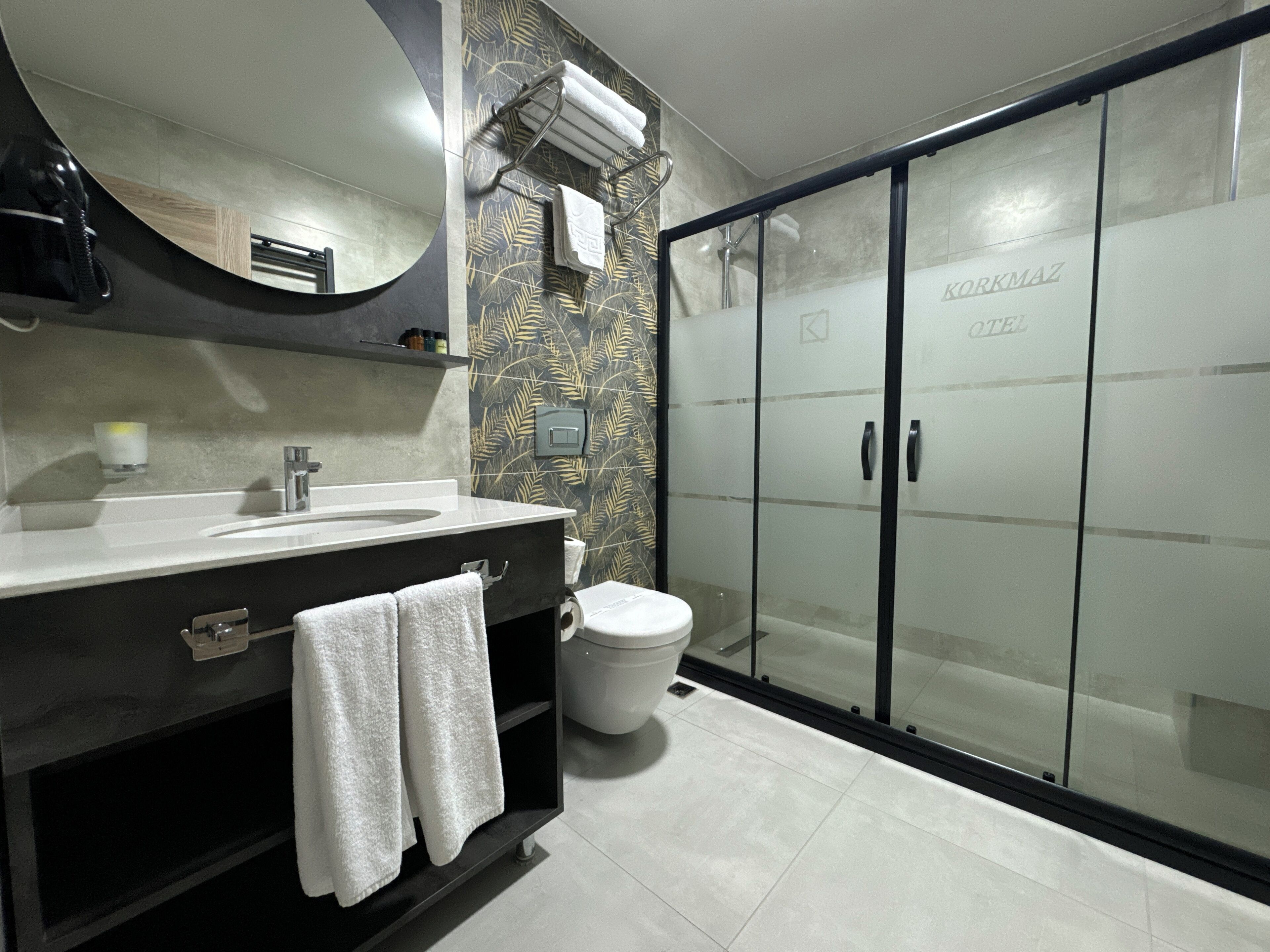 free toiletries, hair dryer, slippers, towels