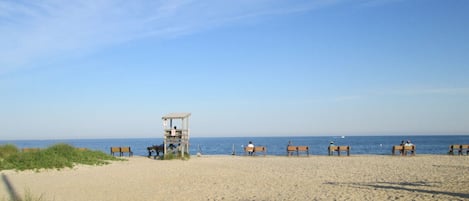 Perto da praia, espreguiçadeiras 