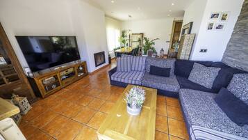 Televisie en een open haard