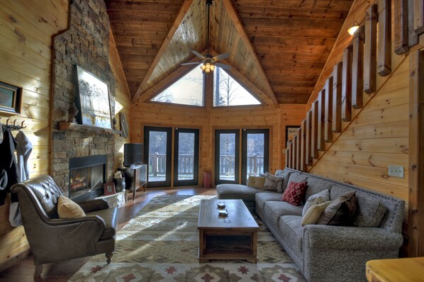 Smart TV, fireplace, video games, DVD player