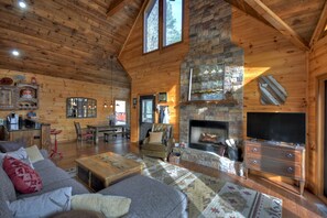 Smart TV, fireplace, video games, DVD player